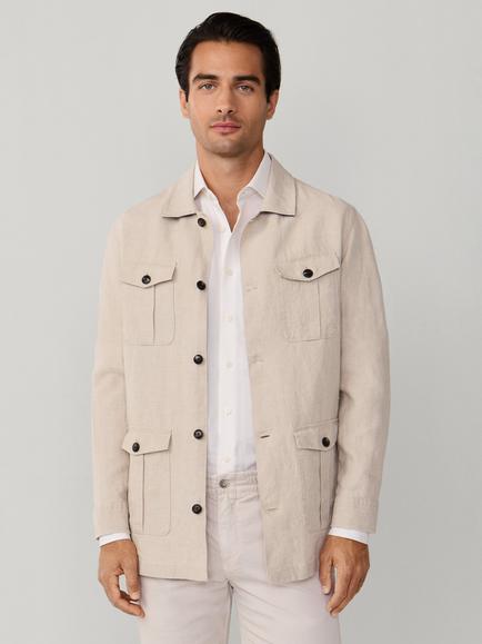 Hackett London Linen Overshirt, Beige