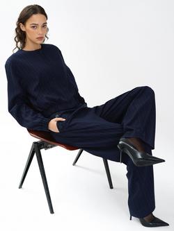 French Connection Alia Pinstripe Bomber Jacket - view 2, Navy/Linen White