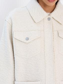 French Connection Allie Boucle Collared Overshirt, Putty - view 2, Putty