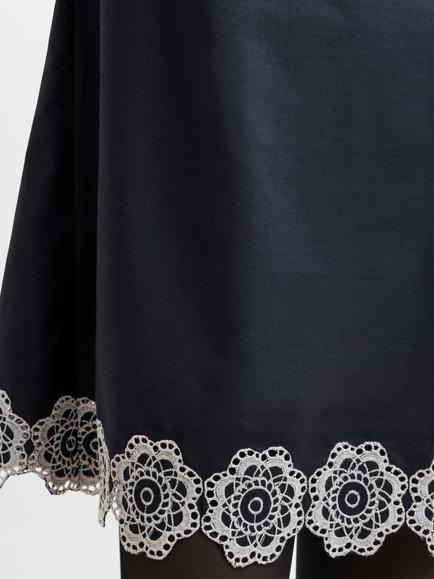 French Connection Era Poplin Broderie Hem Mini Dress, Black/Porcelain Cream - view 2, Black/Porcelain Cream