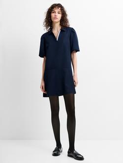 French Connection Salma Pleated Mini Dress, Navy, Navy