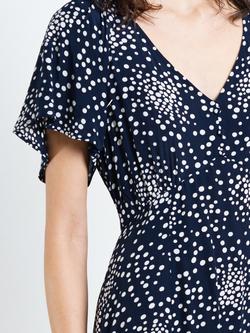 French Connection Thea Lizzie Eco Midi Tea Dress - view 2, Navy/Porcelain Cream