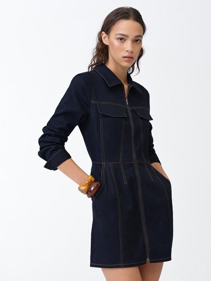 French Connection Yami Denim Dress, Raw Indigo - view 2, Raw Indigo