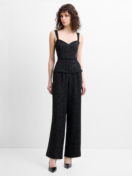French Connection Alyssia Boucle Peplum Jumpsuit, Black, Black