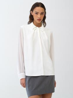 French Connection Arezzo Crepe Collar Detail Shirt, Summer White, Summer White