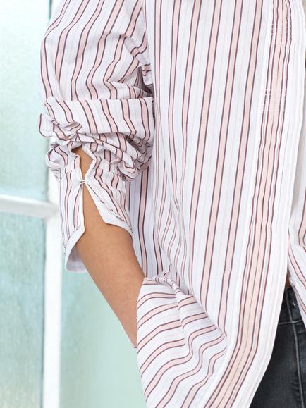 French Connection Cambria Pintuck Placket Stripe Shirt, Powder Pink/Multi - view 2, Powder Pink/Multi