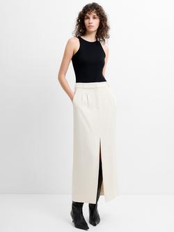 French Connection Harry Tailored Front Slit Midi Skirt, Classic Cream