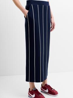 French Connection Sunday Sweat Striped Midi Skirt - view 2, Navy/Porcelain