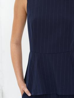 French Connection Alia Pinstripe Peplum Top - view 2, Navy/Linen White