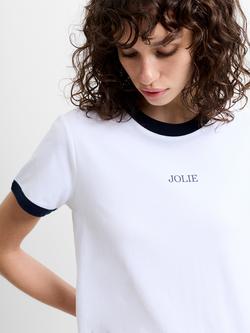 French Connection Cotton Jolie Graphic Ringer T-Shirt - view 2, Linen White/Navy