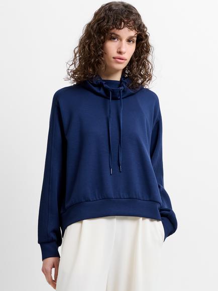 French Connection Wren Cowl Neck Sweatshirt, Midnight Blue, Midnight Blue