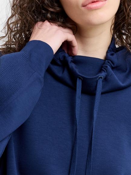 French Connection Wren Cowl Neck Sweatshirt, Midnight Blue - view 2, Midnight Blue