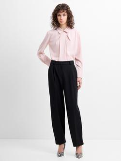 French Connection Netta Tailored Barrel Leg Pleated Trousers, Black, Black