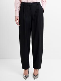 French Connection Netta Tailored Barrel Leg Pleated Trousers, Black - view 2, Black