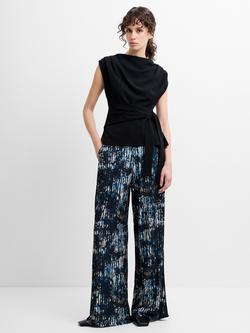 French Connection Orla Zina Wide-Leg Trousers, Black/Multi