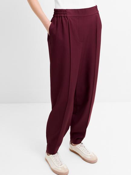French Connection Twyla Barrel Leg Tailored Trousers, Berry Red - view 2, Berry Red