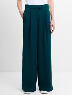 French Connection Vinnie Side Stripe Wide Leg Trousers, Green/Porcelain - view 2, Green/Porcelain