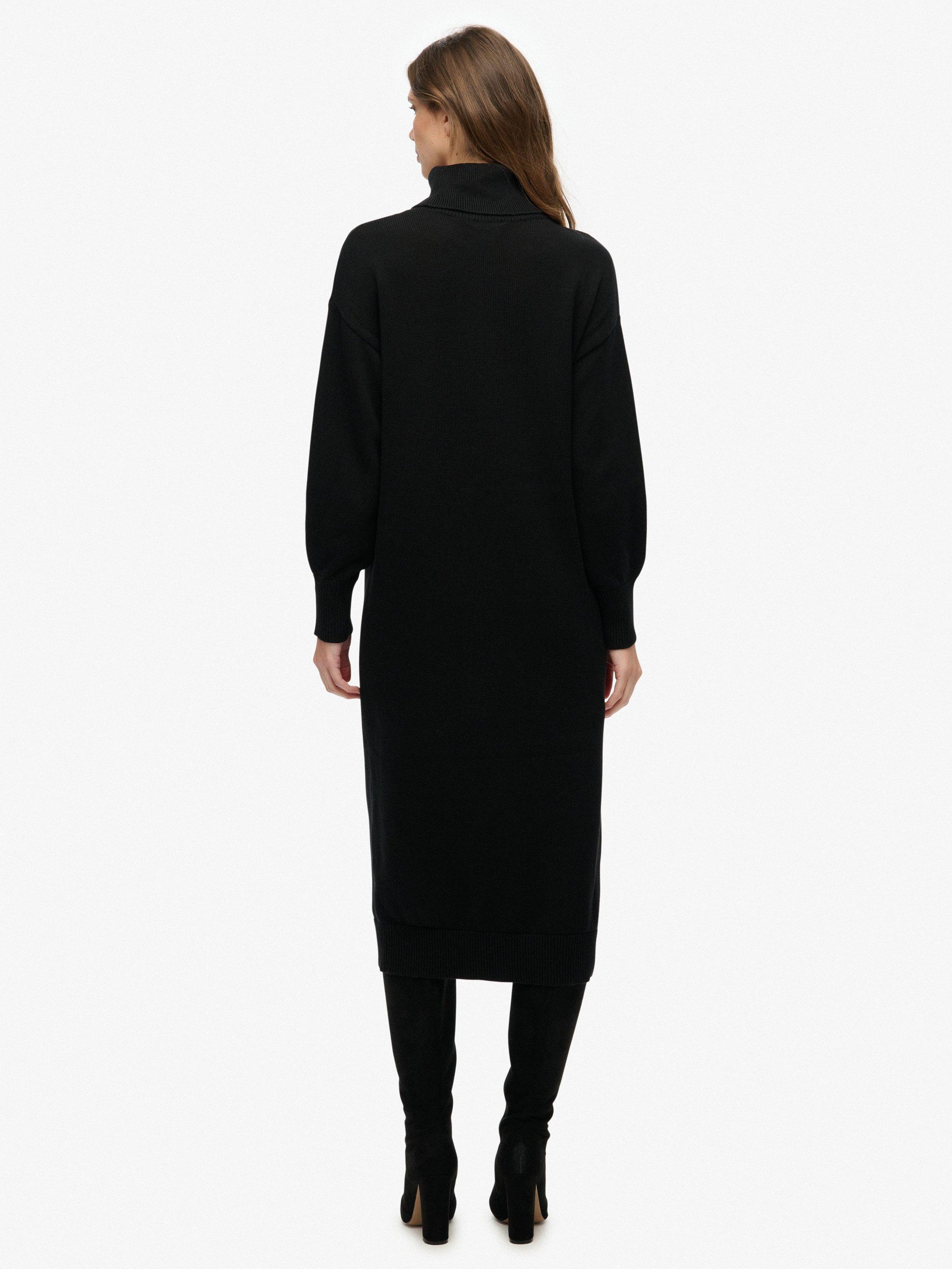 Product image 2 of 5, which shows Superdry Roll Neck Jumper Midi Dress, Black, 16