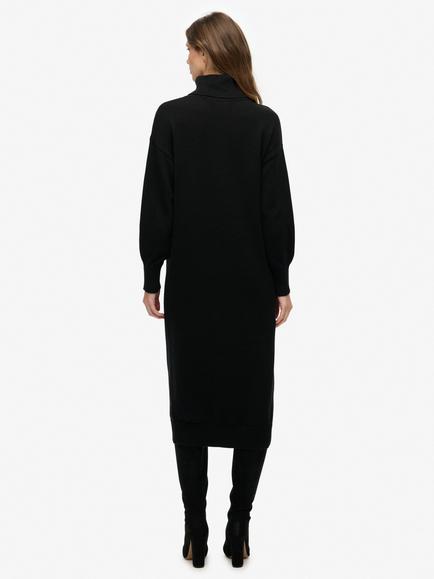 Superdry Roll Neck Jumper Midi Dress, Black - view 2, Black