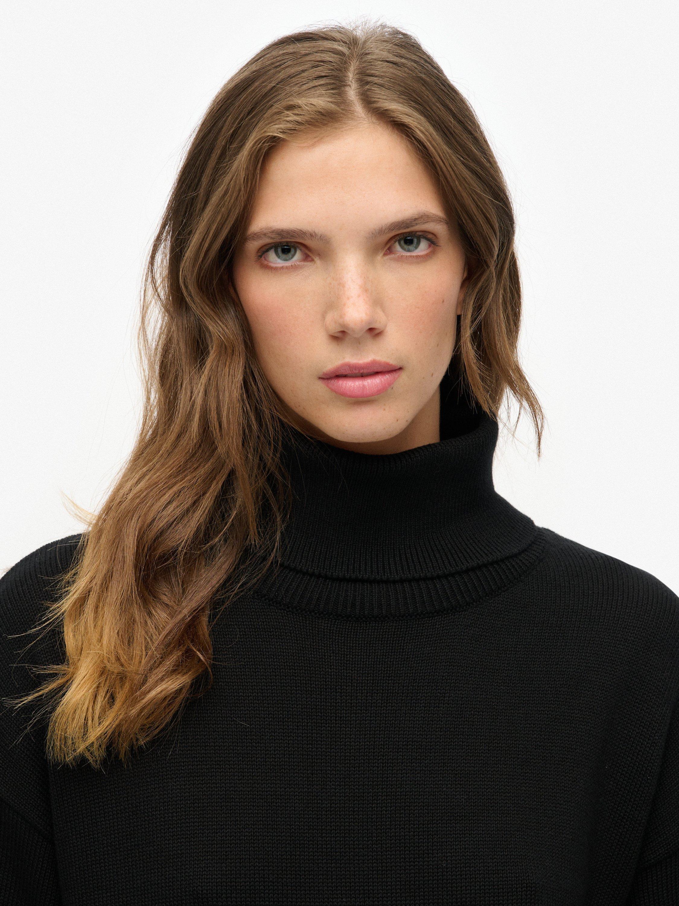 Product image 4 of 5, which shows Superdry Roll Neck Jumper Midi Dress, Black, 16