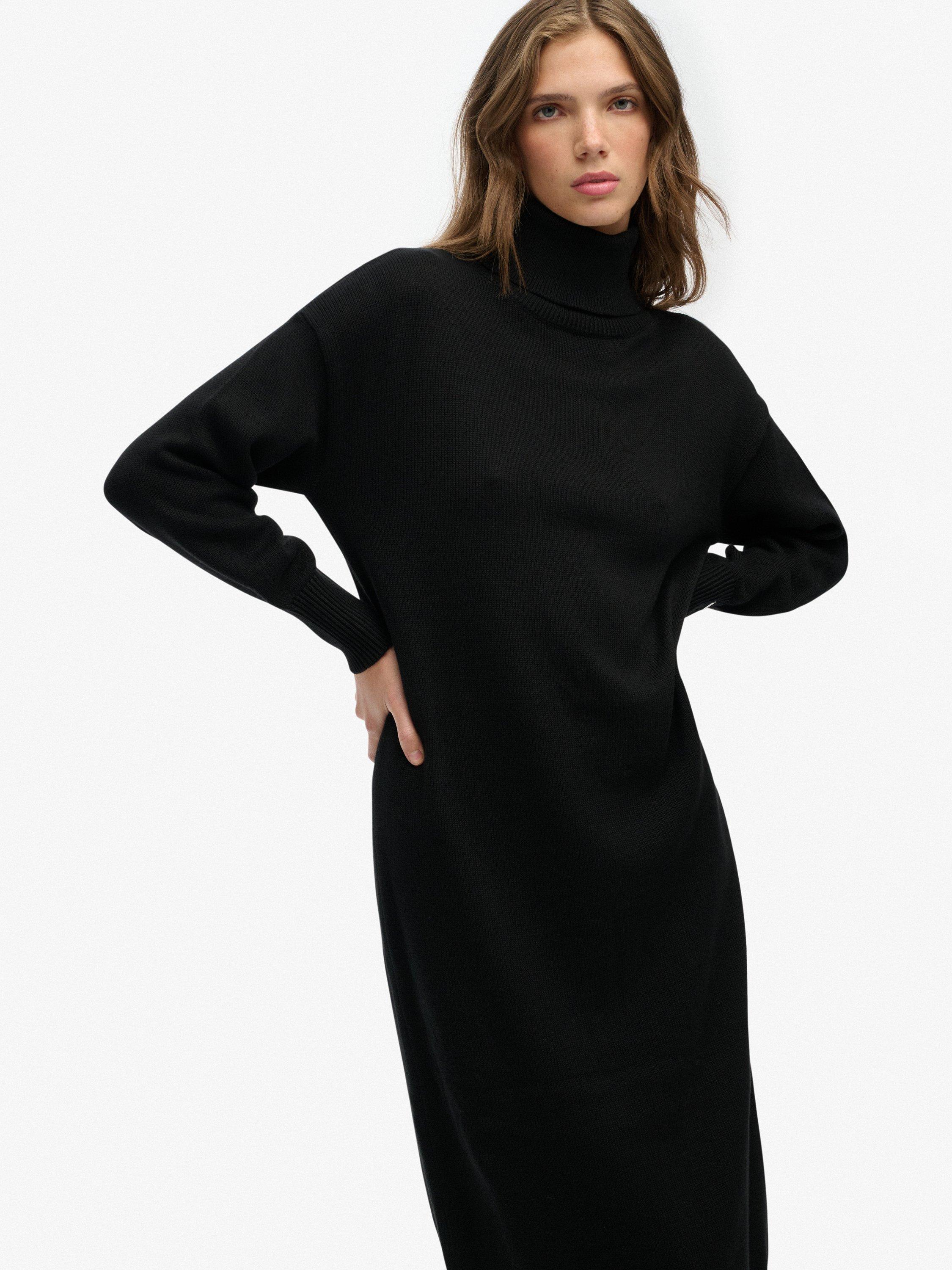 Product image 5 of 5, which shows Superdry Roll Neck Jumper Midi Dress, Black, 16