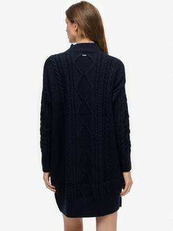 Superdry Slouchy Cable Knit Dress, Eclipse Navy - view 2, Eclipse Navy