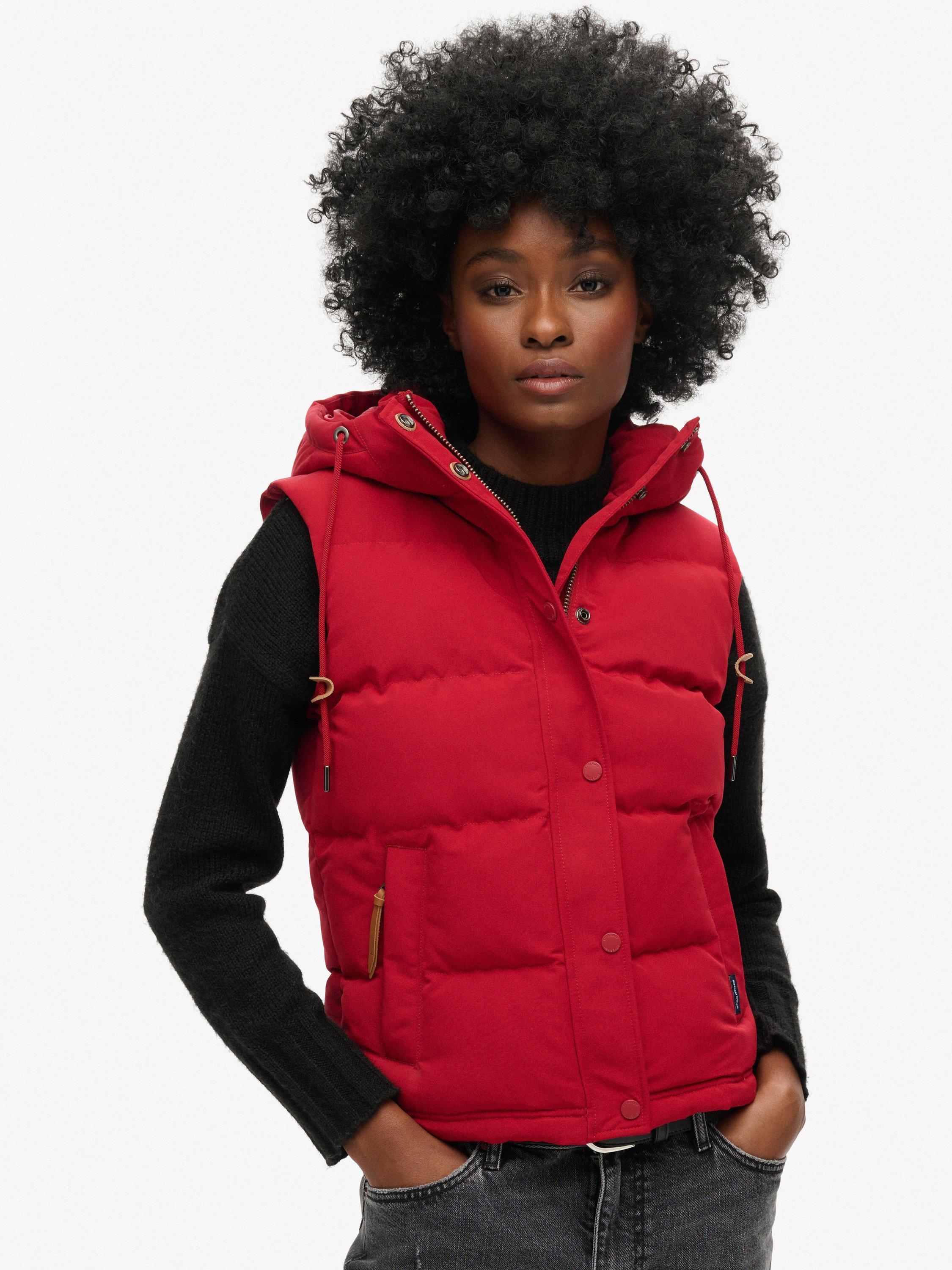 Product image 3 of 6, which shows Superdry Everest Hooded Puffer Gilet, Red, 12