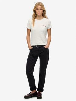 Superdry Mid Rise Slim Sateen Trousers, American Beige, Black