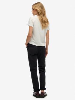 Superdry Mid Rise Slim Sateen Trousers, American Beige - view 2, Black