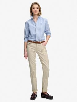 Superdry Mid Rise Slim Sateen Trousers, Stone, Stone