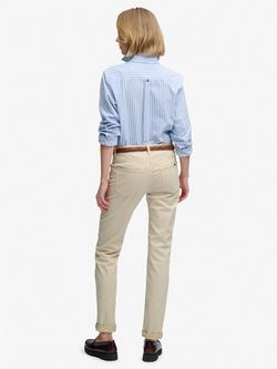 Superdry Mid Rise Slim Sateen Trousers, Stone - view 2, Stone