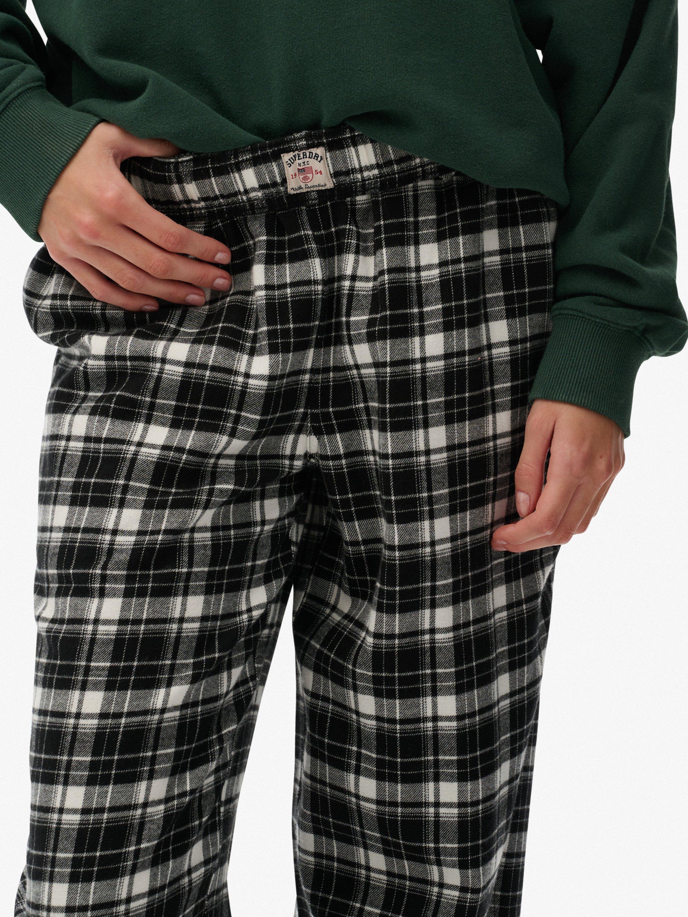 Product image 6 of 6, which shows Superdry Check Wide Leg Trousers, Black/Ecru Check, 14