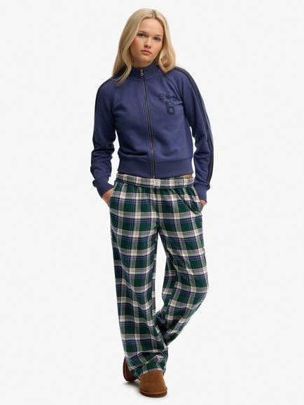 Superdry Check Elastic Waist Trousers, Green Mix Check, Green Mix Check