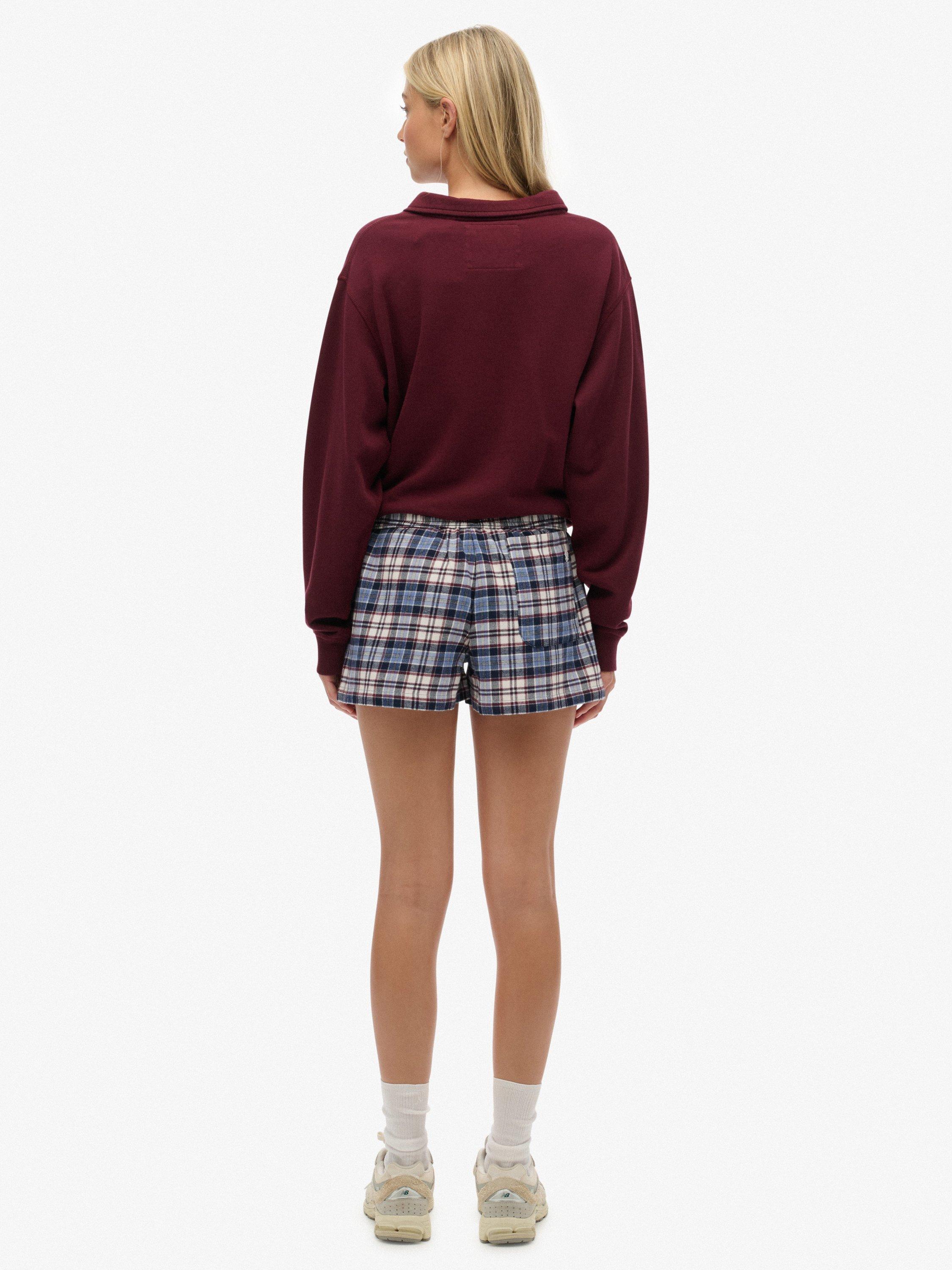 Product image 2 of 6, which shows Superdry Check Wide Fit Shorts, Blue/Red Check, 12