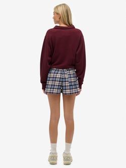 Superdry Check Wide Fit Shorts, Blue/Red Check - view 2, Blue/Red Check