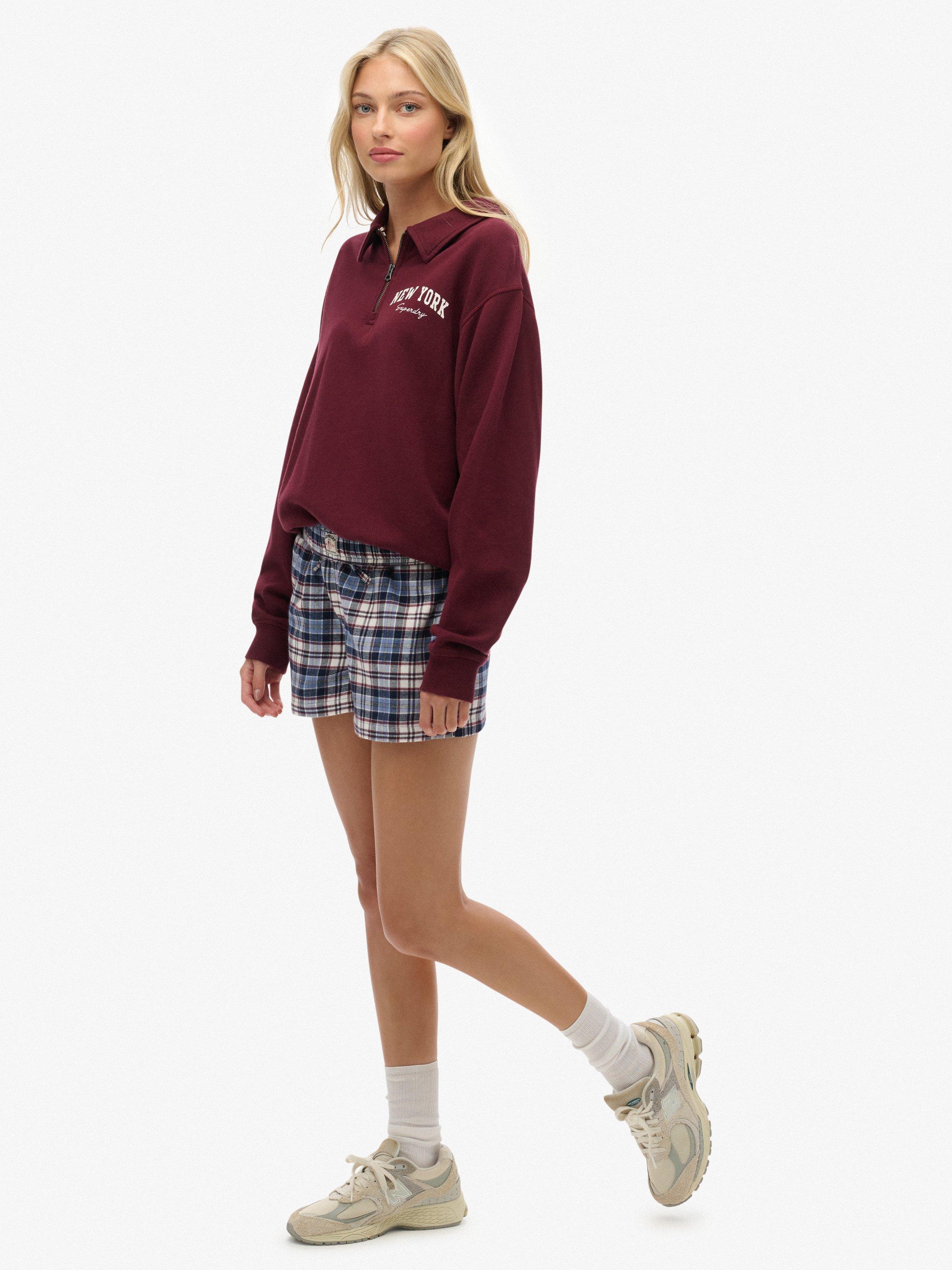 Product image 3 of 6, which shows Superdry Check Wide Fit Shorts, Blue/Red Check, 12