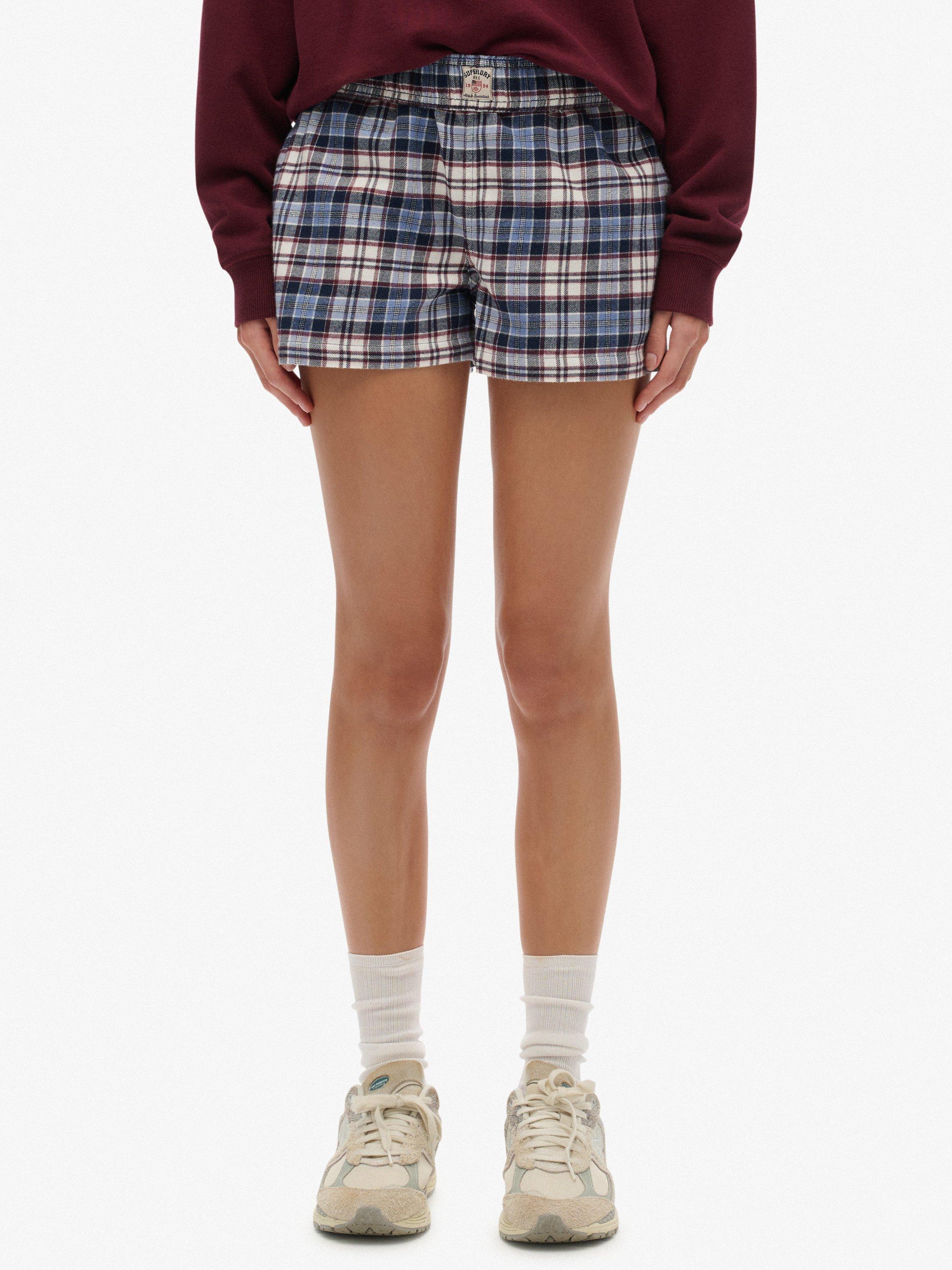 Product image 5 of 6, which shows Superdry Check Wide Fit Shorts, Blue/Red Check, 12