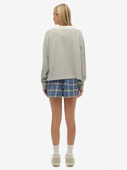 Superdry Check Wide Fit Shorts, Navy/Green Check - view 2, Navy/Green Check