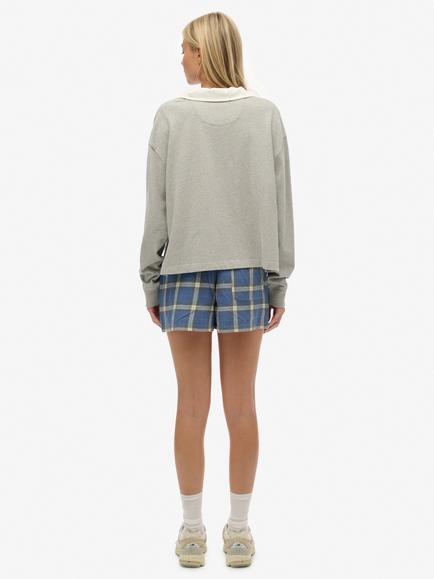 Superdry Check Wide Fit Shorts, Navy/Green Check - view 2, Navy/Green Check