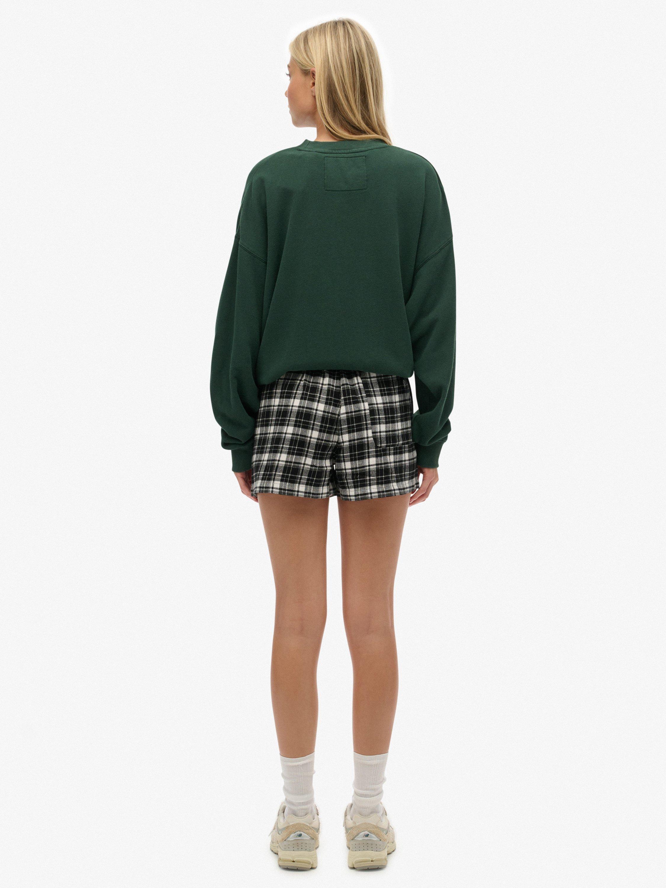 Product image 2 of 6, which shows Superdry Check Wide Fit Shorts, Black/Ecru Check, 6