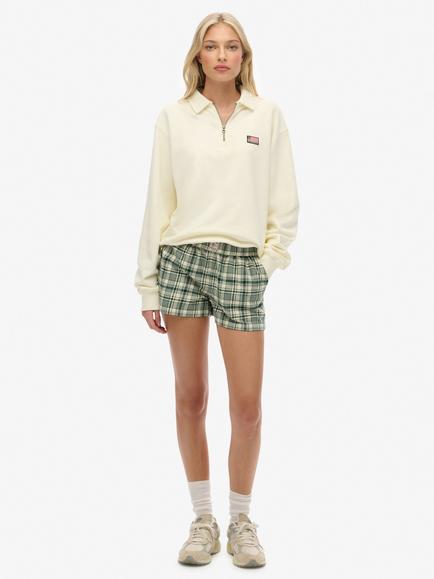 Superdry Check Wide Fit Shorts, Green Check, Green Check