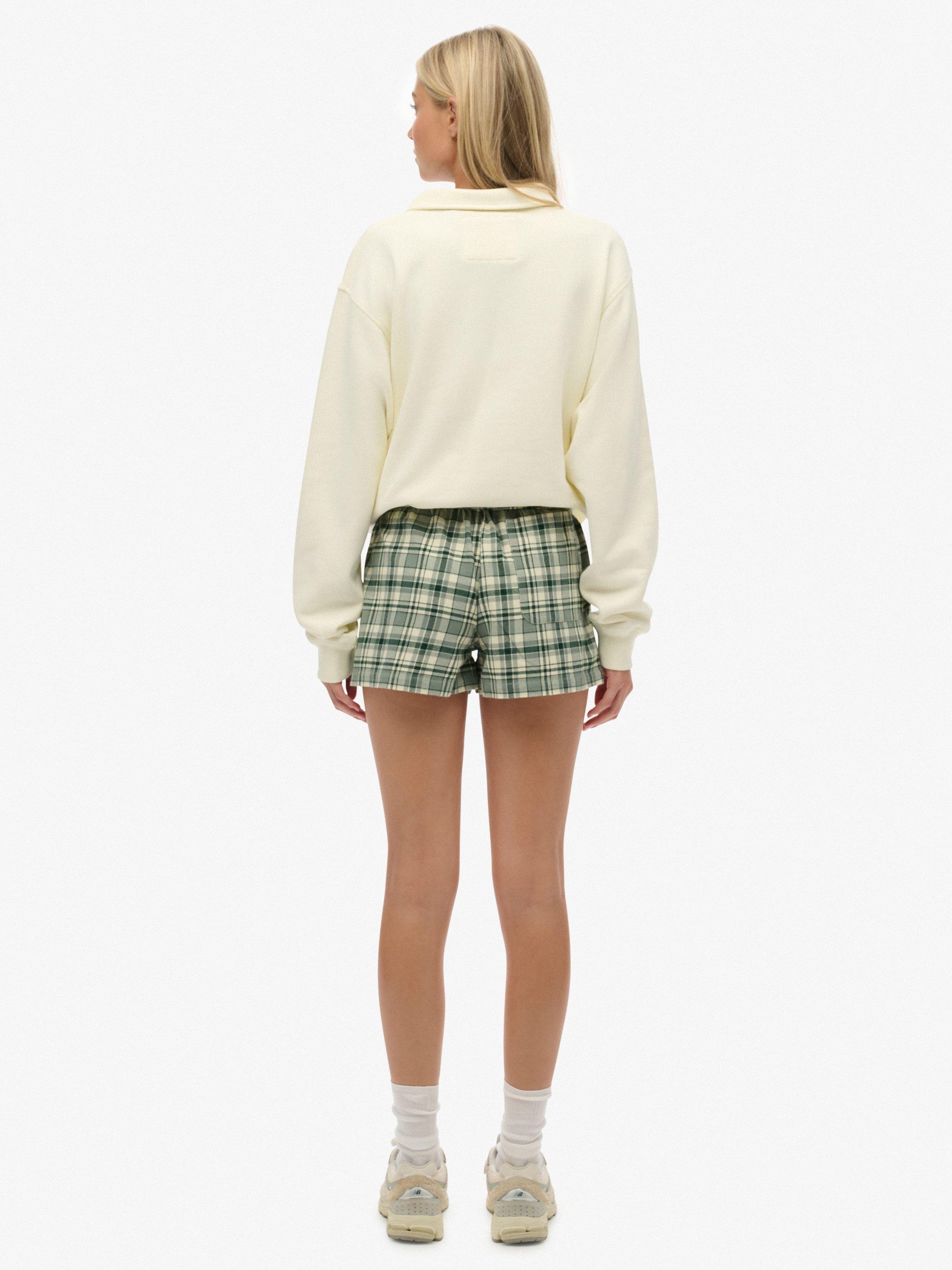 Product image 2 of 6, which shows Superdry Check Wide Fit Shorts, Green Check, 6