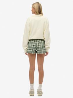 Superdry Check Wide Fit Shorts, Green Check - view 2, Green Check