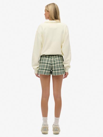 Superdry Check Wide Fit Shorts, Green Check - view 2, Green Check