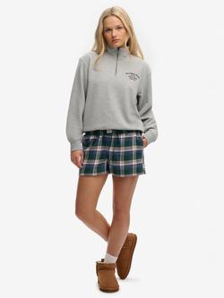 Superdry Check Elastic Waist Shorts, Green Mix Check, Green Mix Check