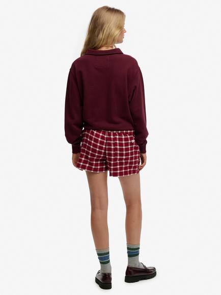 Superdry Check Wide Fit Shorts, Burgundy Check - view 2, Burgundy Check