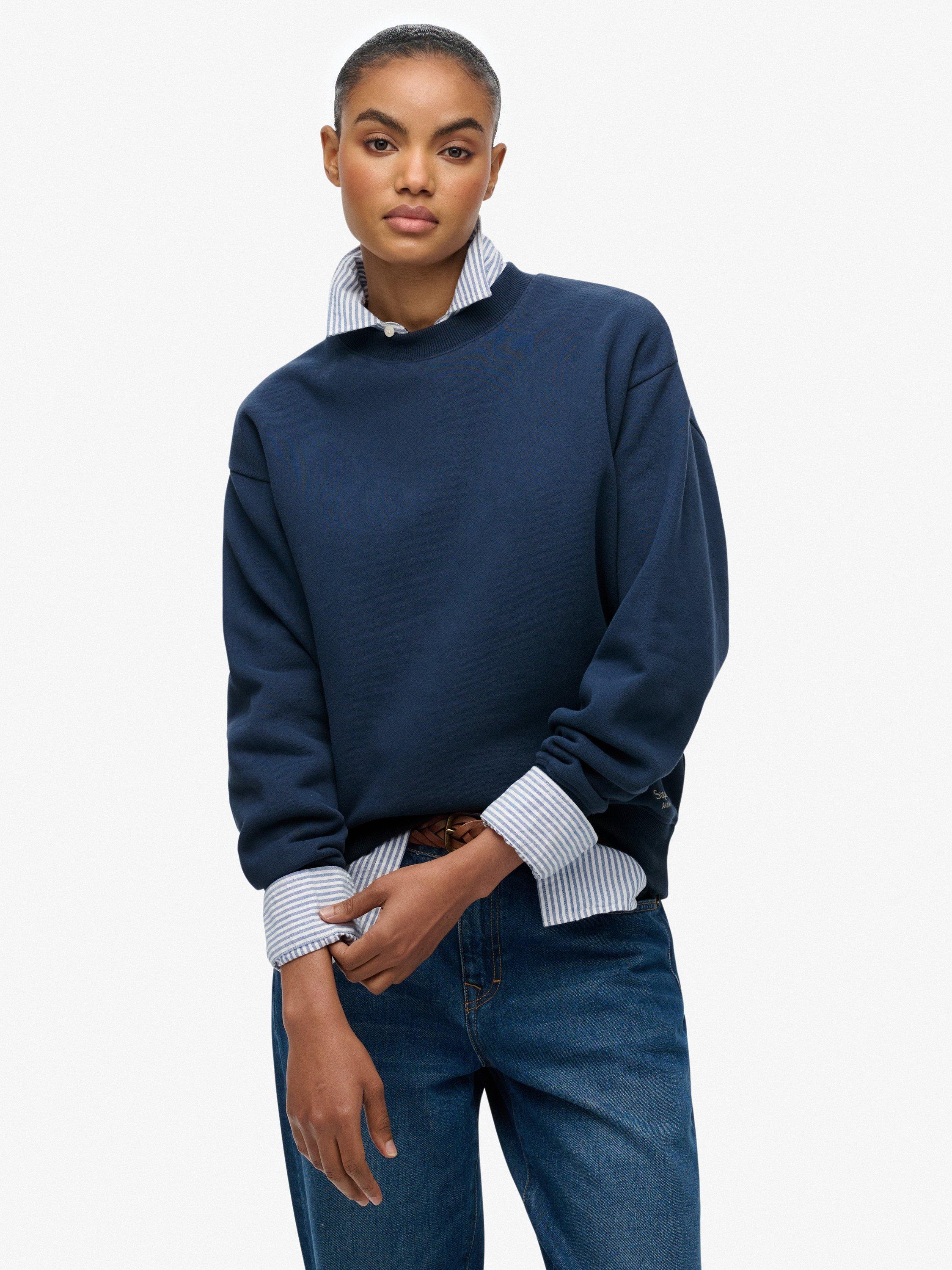 Product image 1 of 6, which shows Superdry Essential Logo Sweatshirt, Sargasso Sea Blue, 6
