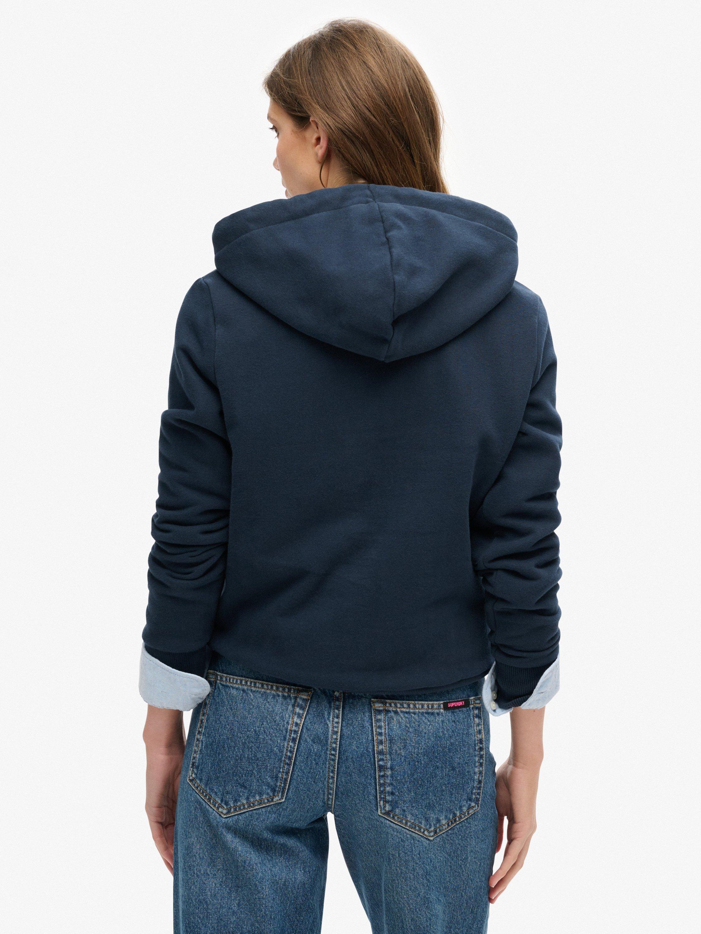 Product image 2 of 6, which shows Superdry Vintage Logo Pop Hoodie, Eclipse Navy, 14