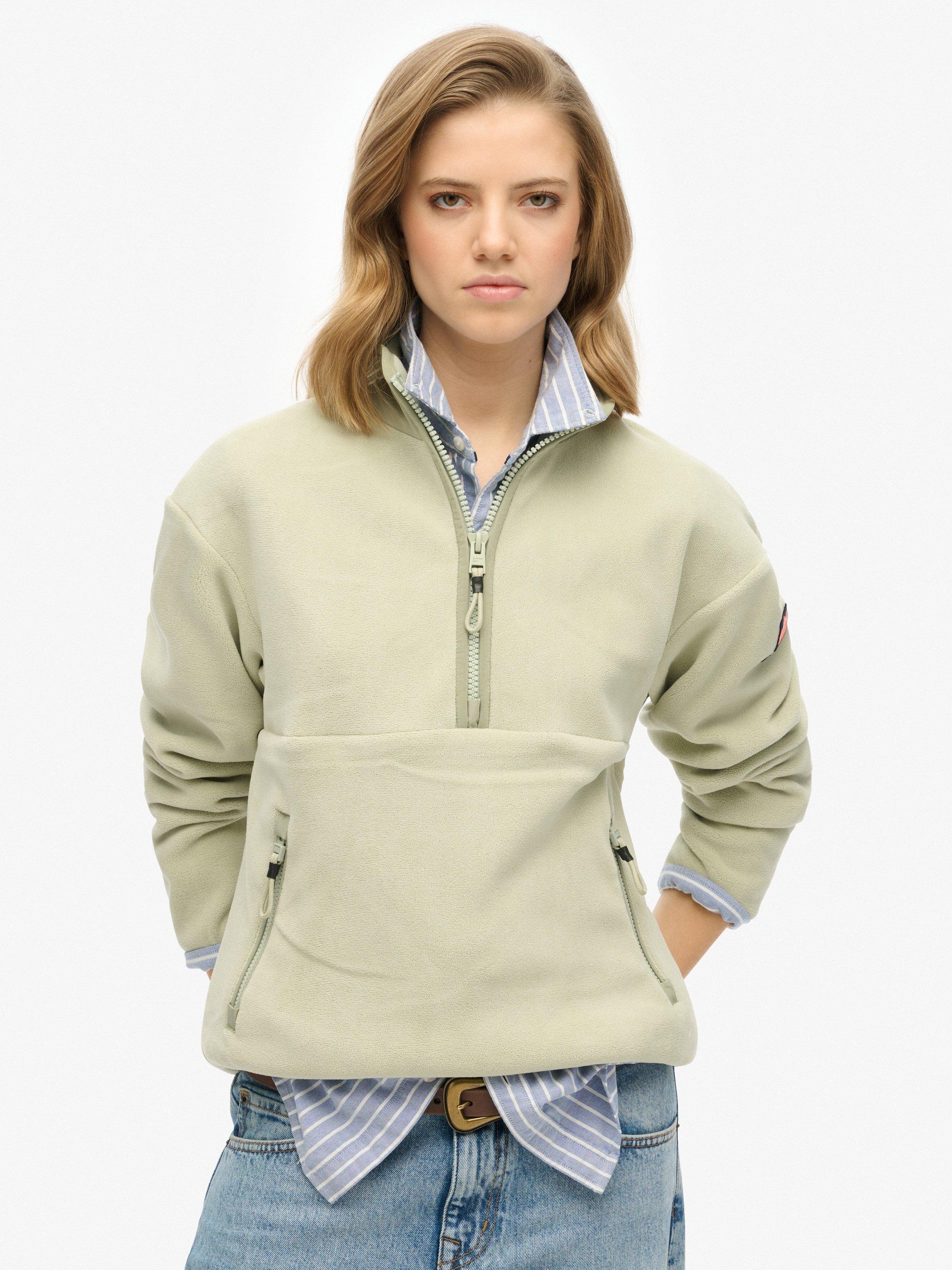 Product image 1 of 4, which shows Superdry Active Half Zip Fleece, Dusty Sage, 6