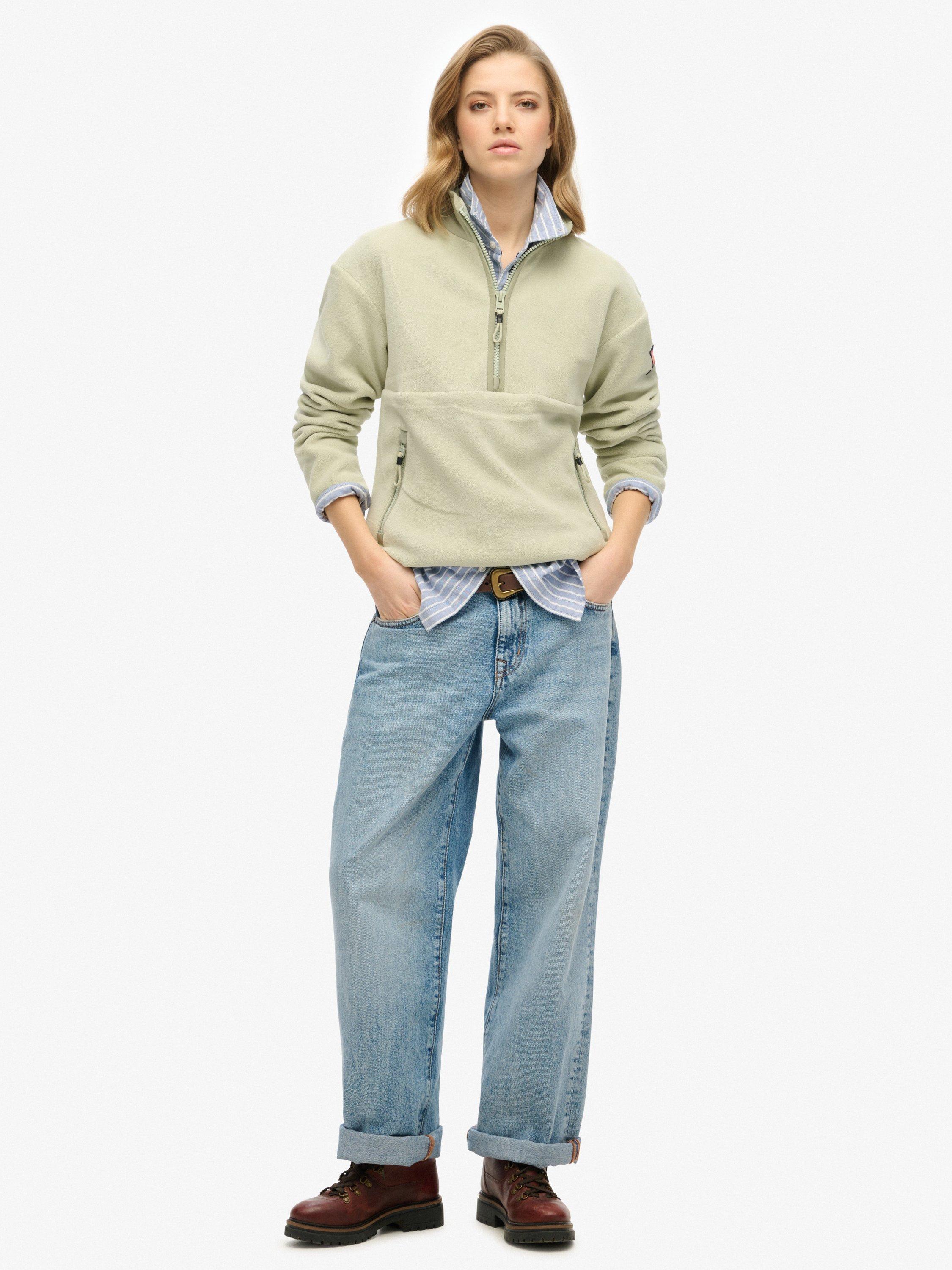 Product image 3 of 4, which shows Superdry Active Half Zip Fleece, Dusty Sage, 6